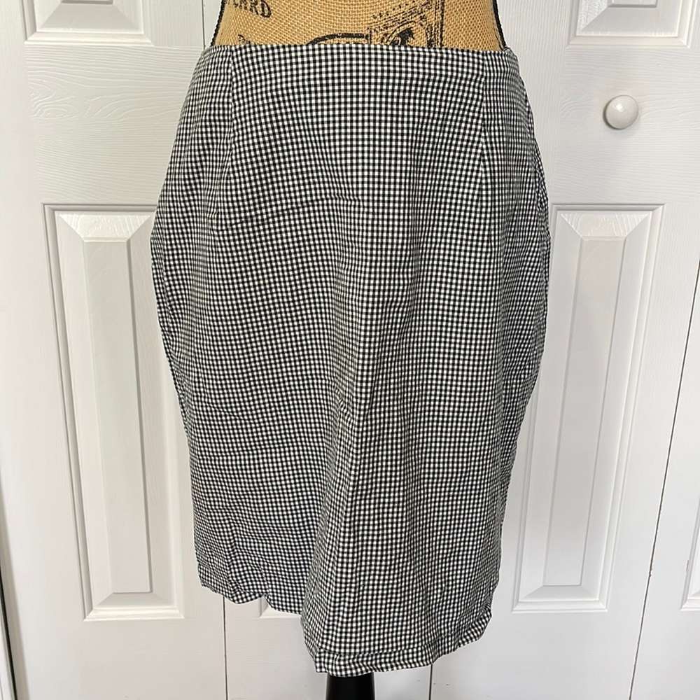 Briggs Black & White Gingham Plaid Pencil Skirt